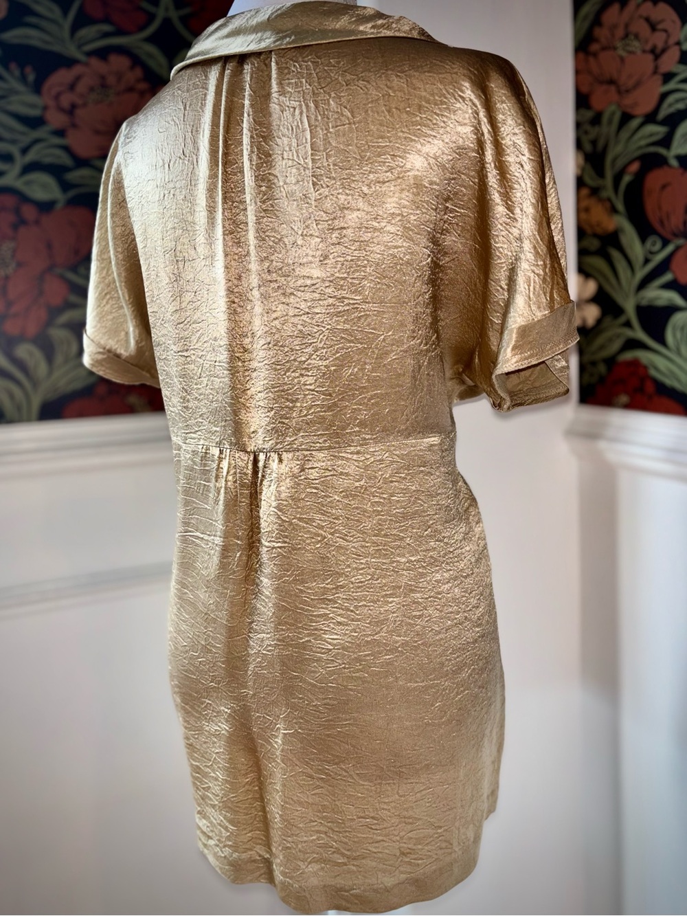 Victor Alfaro Gold Metallic Babydoll Tunic Top | Glam Y2K - Picture 8 of 9